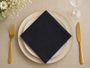 Luxury Embroidered <b>Linen</b> <b>Cloth</b> Napkin | Hemstitched Square Dinner Napkin for Wedding & Dining - Product Image 2