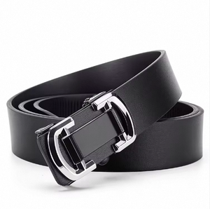 Black Leather <b>Belt</b> With Rectangular Plastic Buckle Casual Style Durable One Piece Molding Design - Product Image 3