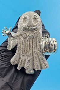 Colgante de Plata de Ley con Diseño de Fantasma de Dibujos Animados, Estilo Hip Hop, con Moissanita y Diamante de Corte Redondo, Joyería Fina para Fiesta de Halloween, Colgantes y Amuletos - Product Image 4