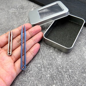 1pc <b>Mini</b> Titanium Alloy Tweezers Kit for Outdoor Travel Industrial Titanium Tweezers for EDC and Multipurpose Use TC4 Titanium - Product Image 5