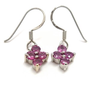 Pendientes de Plata con Turmalina Rosa Natural y Granate Rosa, Pendientes Colgantes Delicados, Regalo para Ella - Product Image 1