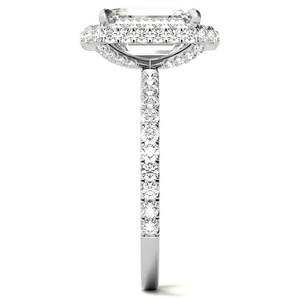 Anillo de Compromiso y Boda con Halo de Diamantes Cultivados en Laboratorio, Corte Esmeralda, Oro de 18k, Certificado IGI, para Mujeres y Niñas, Venta al Por Mayor - Product Image 2