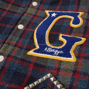 Veste unisexe en Patchwork HIVJ225, corps imprimé à carreaux avec Chenille, haut pour hommes et femmes - Product Image 5