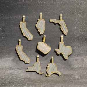 Colgantes y Dijes de Joyería Fina de Oro Sólido de 10K con Diamante Natural, Estilo Hip Hop Moderno, Minimalista y Personalizado, con Mapa de Estado a Elección - Product Image 2