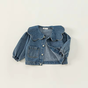 Manteau en jean décontracté printemps-automne pour bébés filles avec fermeture éclair brodée - Product Image 1