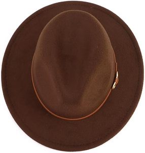 Wholesale <b>Western</b> Felt Fedora <b>Hat</b> with Leather Buckle Band - Product Image 5
