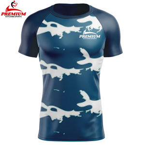 เสื้อแรชการ์ดแห้งเร็วสำหรับเล่นเซิร์ฟ ว่ายน้ำ แขนสั้น แขนยาว แบบรัดรูป สำหรับออกกำลังกาย ฟิตเนส ยิม รับสกรีนโลโก้ ป้องกันรังสียูวี ชุดกีฬา ขายส่ง - Product Image 1