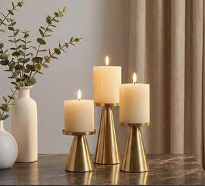 Juego de 3 Portavelas Cónicos de Aluminio de Lujo, Electrochapados en Oro, Resistentes al Calor, Hechos a Mano, Decoración para el Hogar para el Día de San Valentín - Product Image 3