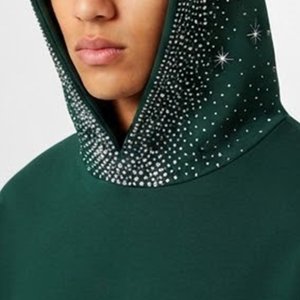 Sudaderas con Capucha para Hombre, Color Verde Oscuro, Corte Regular, Diseño de Puntos, Impresión por Sublimación, Ropa Casual de Otoño, Tejido de Poliéster, con Logotipo Personalizado - Product Image 5