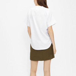 Women's <b>White</b> Crew Neck Short Sleeve Loose Fit Casual T-Shirt Regular Length Solid Color 100% Cotton Jersey Fabric women <b>tshirt</b> - Product Image 3