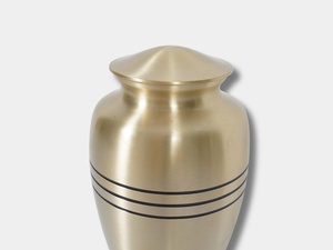Vase de table moderne en aluminium fait main avec motif à rayures noires, urne de commémoration de haute qualité - Product Image 3