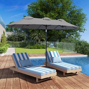 9.5ft <b>Large</b> Double Sided Garden <b>Umbrella</b> Outdoor Patio & Market <b>Umbrella</b> Tilt Crank for Courtyard Park 2.7m Radii Made Polyester - Product Image 2