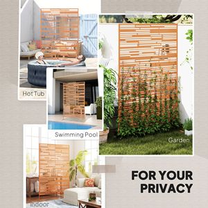 Schermo Privacy in Metallo Marrone per Esterni, 198 cm H x 122 cm L, Recinzione Decorativa Autoportante per Balcone e Finestra, Versione 2022 - Product Image 6