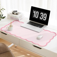 Grand tapis de bureau esthétique et mignon en cuir PU pour ordinateur portable, souris et clavier, tapis d'écriture pour coiffeuse/lieu de travail/maison