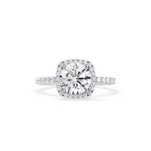 Bague de fiançailles en diamant de laboratoire taille brillant rond platine, certifiée IGI, style luxe unisexe, or 14 carats, 1-5 carats - Product Image 1