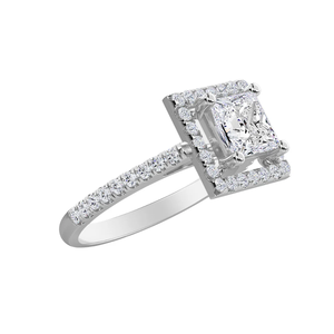 1.50 CT Moissanite <b>Emerald</b> Cut Center Stone Halo Engagement <b>Ring</b> with Prong Setting 925 <b>Silver</b> Party & Gift - Product Image 2