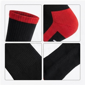 <b>Black</b> Red Crew <b>Socks</b> Breathable Knitted Basketball <b>Socks</b> for Adults Summer Season - Product Image 4