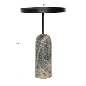 Mesa Auxiliar de Lujo con Base Esculpida de Piedra y Bandeja Elevada, Estilo Moderno y Sofisticado para Sala de Estar - Product Image 4
