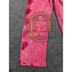 Conjunto de chándal estilo flare para parejas, personalizado para el Día de San Valentín, lavado ácido, color rojo, para hombre, 100% algodón, sudadera con capucha y pantalones flare. - Product Image 3