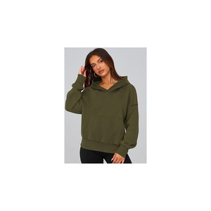 Sweat-shirt à capuche ample pour femme, couleur unie, pull à manches longues, haut décontracté confortable pour femme - Product Image 2