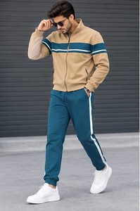 Ensemble de survêtement décontracté pour homme, style streetwear, manches longues, fermeture à cordon, design uni, respirant, 100% coton, vêtements d'hiver, coupe régulière - Product Image 5