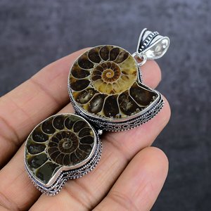 Pendentif en argent plaqué avec ammonite fossile naturelle, 3,07 pouces - Product Image 2