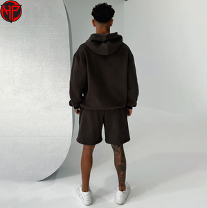 Ensemble sweat à capuche et short unisexe grande taille de haute qualité pour hommes, personnalisable avec logo brodé ou imprimé, vente en gros - Product Image 3