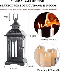 Great quality in reasonable price <b>Black</b> Finish Metal <b>Lantern</b> With Strong Handle For Hanging And Table Decoration Use - Product Image 3