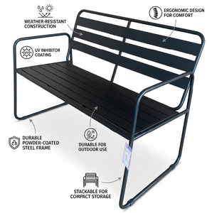 Waterproof Outdoor Garden Dining <b>Bench</b> Rust-Preventing Double Chair Corrosion Resistance <b>Metal</b> Frame Furniture Lumetal Vietnam - Product Image 3