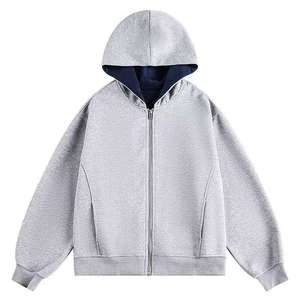 New Custom 2026 Hoodie Men Two-Tone Design Full Zip Eco-Friendly Loose Fit Heavyweight <b>Sweatshirt</b> <b>Retro</b> Style Premium Quality - Product Image 4