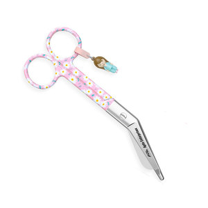 กรรไกรตัดผ้าพันแผลสำหรับพยาบาล ทำจากสแตนเลส คมสำหรับการดูแลบาดแผลและการกู้ภัย ปลายมนเพื่อความปลอดภัย ลายดอกเดซี่สีชมพู ได้รับการรับรองมาตรฐาน CE - Product Image 5