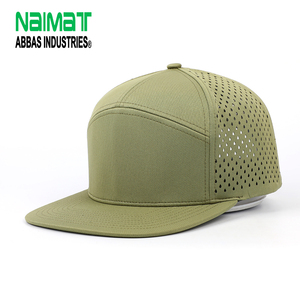 Casquette de baseball de performance vert olive haut de gamme avec dos en maille respirante découpée au laser, visière plate, style sportif, casquette snapback d'été - Product Image 1