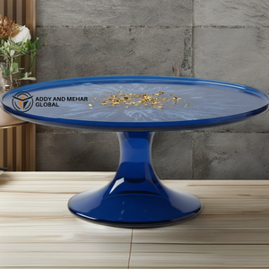 Base para Pasteles Moderna de Resina Azul de Lujo, Redonda, Hecha a Mano, Ecológica, No Tóxica, Antiadherente, Apta para Lavavajillas, para Pasteles y Repostería - Product Image 1