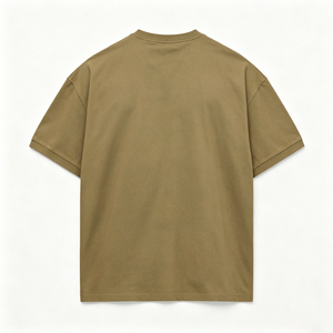 Camiseta Verde Oliva Oversize de Manga Corta para Hombre, Casual, de Algodón, Cuello Redondo, Color Liso Teñido - Product Image 4