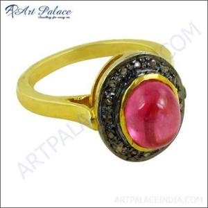 Bague de cocktail Art Palace pour femme, plaquée or 24 carats, rubis, pierre naturelle ovale, style vintage, bijoux de fiançailles - Product Image 2