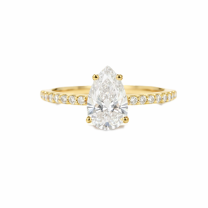 แหวนหมั้นเพชรทรงลูกแพร์และทรงกลม เพชรเลี้ยงในห้องปฏิบัติการ ได้รับการรับรองจาก IGI สี DEF ความสะอาดระดับ VVS เงินแท้ 925 ทองคำแท้ 14K 18K - Product Image 5