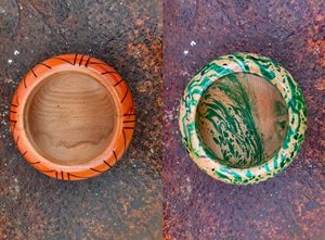 Maceta de madera tallada a mano con patrón circular, estilo rústico, para plantas de interior, para cactus, suculentas, decoración de escritorio - Product Image 4