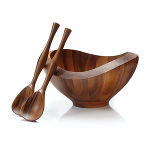 Bol à fruits décoratif en bois d'acacia, fait main, à bords festonnés, pour la salle à manger, la cuisine et la présentation en centre de table - Product Image 2