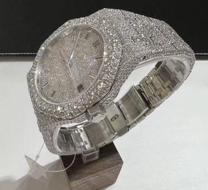 Montre de luxe unisexe en alliage avec diamants Moissanite VVS blancs, entièrement pavée, style hip-hop, mouvement mécanique, étanche 10 bars - Product Image 3