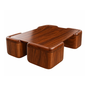 Table basse contemporaine minimaliste en bois de Suar massif, design sculptural en bloc, bords lisses, fabrication artisanale, mobilier écologique - Product Image 2