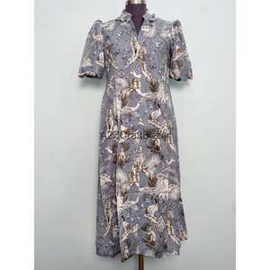 Robes maxi vintage pour femmes, coupe évasée, manches courtes, 100% coton, imprimé floral, robe ethnique et vêtements d'été respirants et confortables - Product Image 1