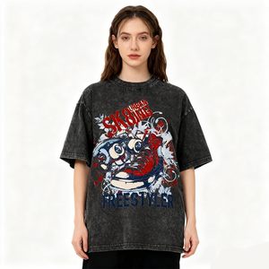 เสื้อยืดพิมพ์ลายฟอยล์ทรงโอเวอร์ไซส์ แขนสั้น ทรงหลวม สไตล์ลำลอง ผ้าฝ้าย ใส่สบาย เหมาะกับสตรีทแวร์ เสื้อผู้ชายทรงโอเวอร์ไซส์ ทรงบ็อกซี่ ไหล่ตก - Product Image 4