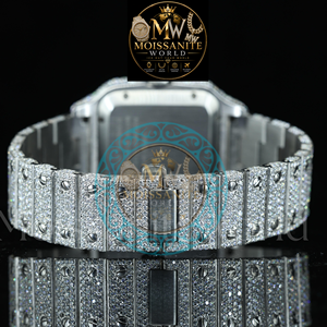 <b>Men's</b> Diamond Encrusted Stainless Steel <b>Square</b> Quartz <b>Watch</b> Sapphire Crystal Dial Butterfly Clasp 3BAR Hip Hop Style <b>For</b> Party - Product Image 2