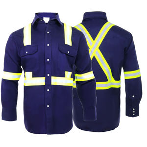 Polo unisexe haute visibilité en polyester rose et bleu marine avec bandes réfléchissantes, certifié CE/EU, vêtements de travail - Product Image 1