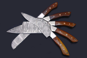 Ensemble de couteaux de cuisine en acier Damas sur mesure, faits à la main, manche en bois, vente en gros, fabricant d'usine - Product Image 2