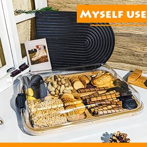 Plateau de service rectangulaire en bambou avec couvercle, capacité 20-35L, compatible micro-ondes, pour le stockage et la présentation des aliments - Product Image 4