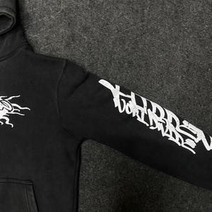 Vintage <b>Washed</b> Men's Hooded Sweatshirt 100% Cotton Jersey Pullover Hoodie with Front Pocket <b>Screen</b> Print Winter Wear - Product Image 2