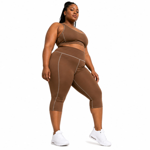 Women Plus Size Capri Leggings Breathable Sportswear 3/4 Compression Pants Custom Logo Gym Fitness <b>Tights</b> Women High Waist Capri - Product Image 3