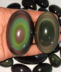 Natural <b>Rainbow</b> Obsidian Loose Gemstone Both Side Polished Handmade Obsidian Cabochon Healing Obsidian Crystal for Jewelry - Product Image 6