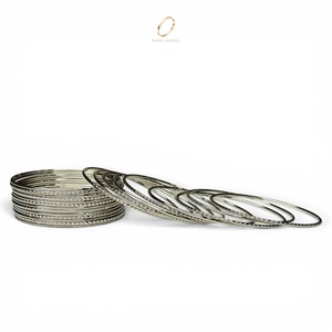 Versatile Fashion Stainless Steel Silver Plated Premium <b>Crystal</b> Bangles Set for Women Indian Wedding Trendy Jewelry Wholesale - Product Image 4